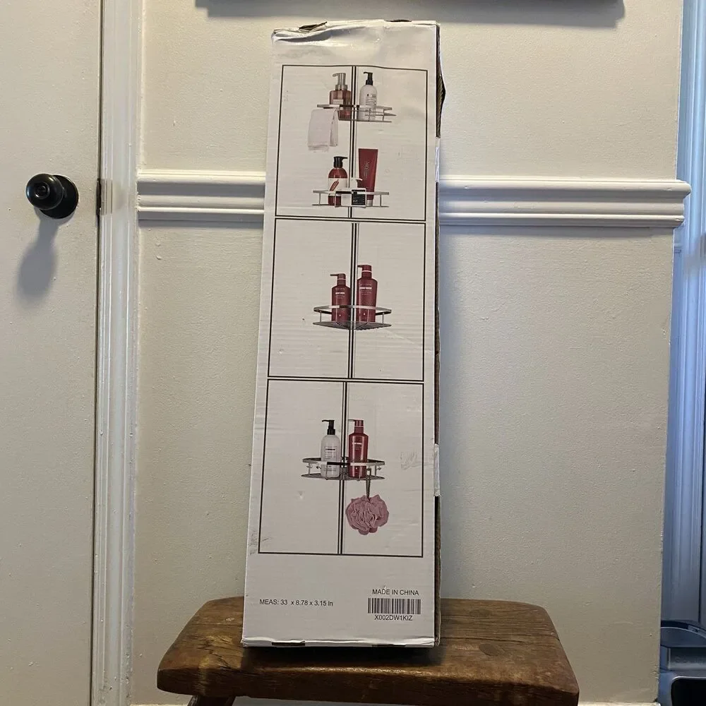 Seirione 4 Tier Tension Pole Shower Caddy Corner Bathroom Organizer Rustproof